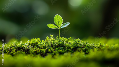 Obraz na płótnie vibrant green plant emerges with hope from verdant field, symbolizing new beginnings and growth w salonie