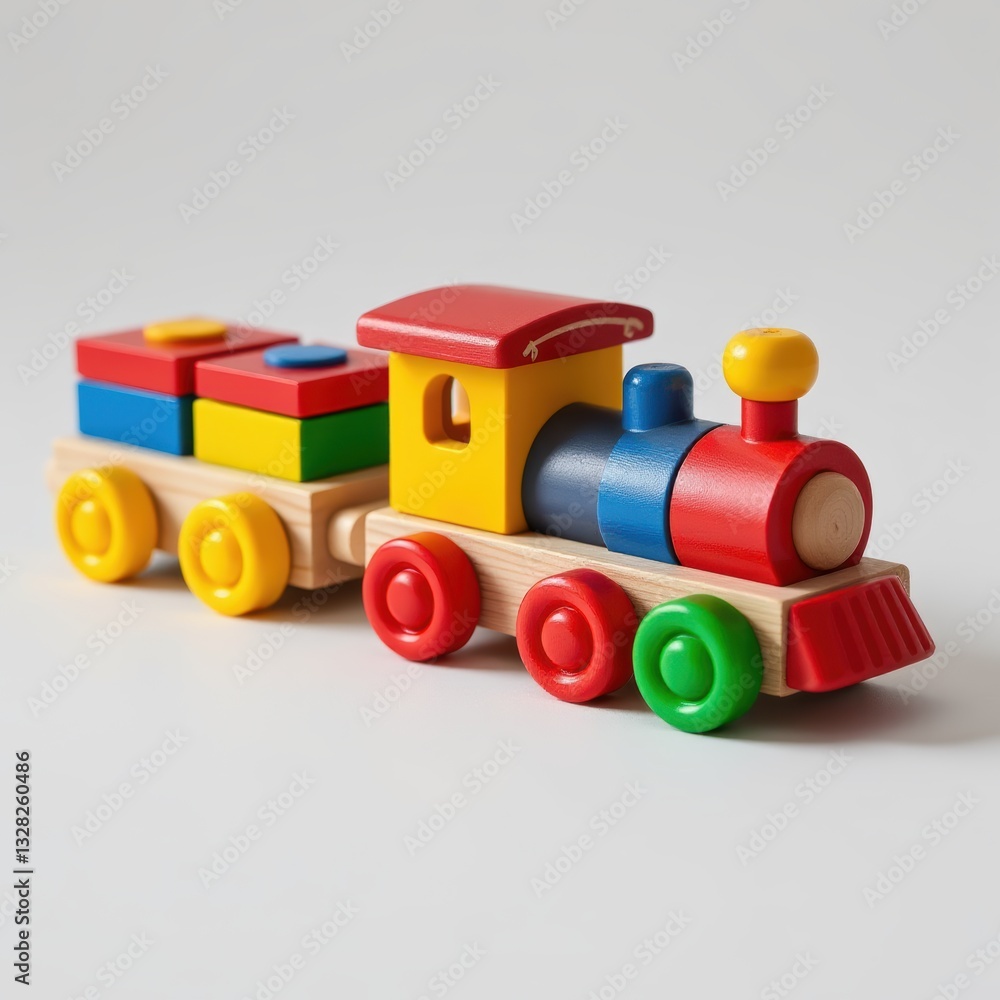 Colorful Wooden Toy Train Set for Children and Playtime Activities