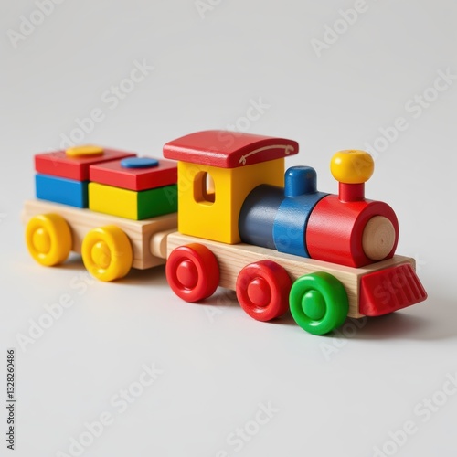 Obraz na płótnie Colorful Wooden Toy Train Set for Children and Playtime Activities w salonie