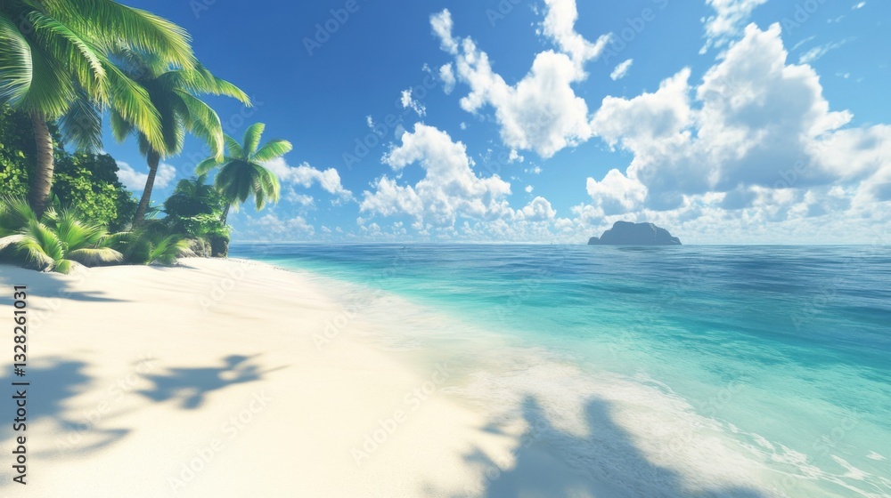 3D mesmerizing beach with bright white sand, 3D mesmerizing beach with bright white sand,