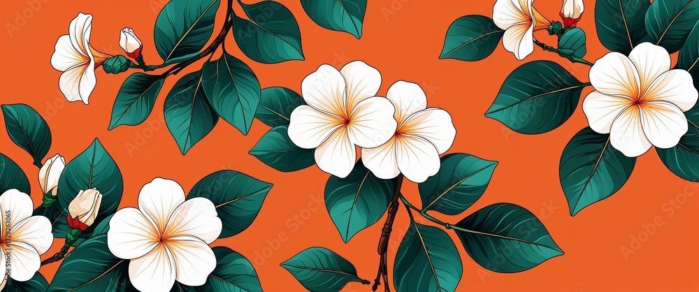custom made wallpaper toronto digitalgardenia pattern on orange plain background digital abstract art work illustration design