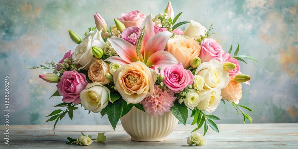 Obraz premium Pastel Floral Arrangement on Textured Background - Spring Flowers