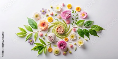 Pastel Floral Spiral: Calming Minimalist Botanical Arrangement