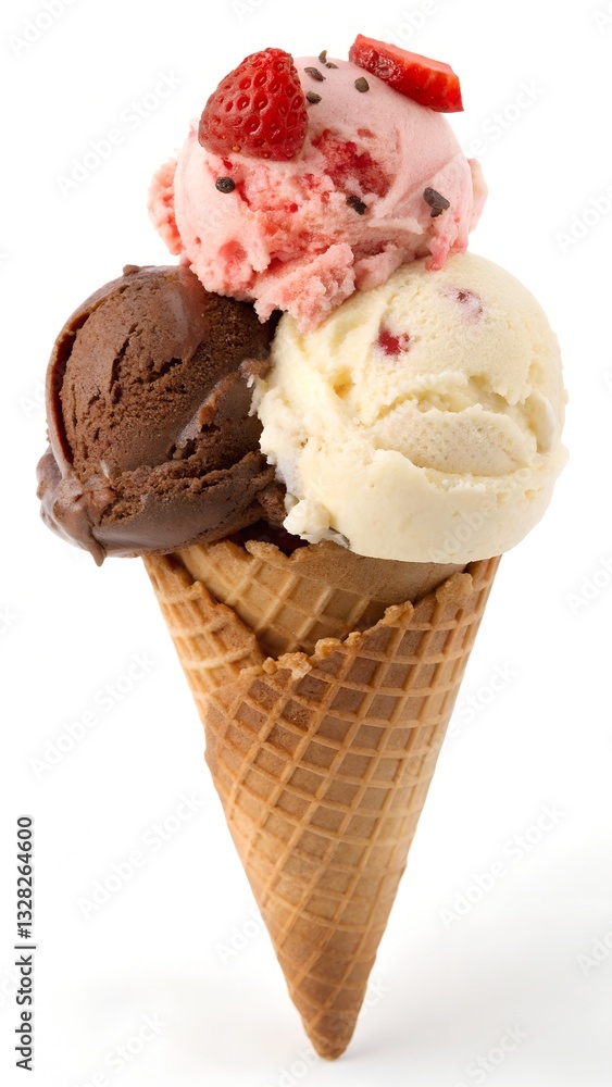 Premium Ice Cream Cone Collection on White Background Premium Ice Cream Cone Collection on White Background