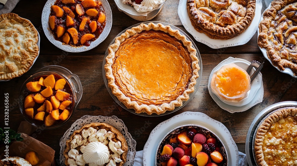 A table full of delicious Juneteenth-inspired desserts like sweet potato pie and peach cobbler pic A table full of delicious Juneteenth-inspired desserts like sweet potato pie and peach cobbler pic