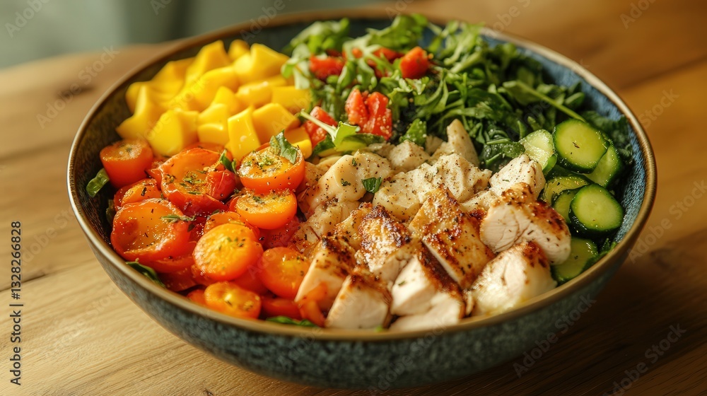 colorful Buddha bowl with fresh vegetables, lean proteins, and a nutrient-rich dressing for a balanced meal colorful Buddha bowl with fresh vegetables, lean proteins, and a nutrient-rich dressing for a balanced meal