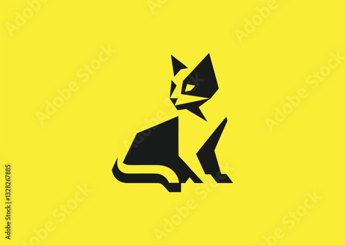 Geometric Cat Logo – A minimalist cat in geometric style, symbolizing elegance, independence, and curiosity.