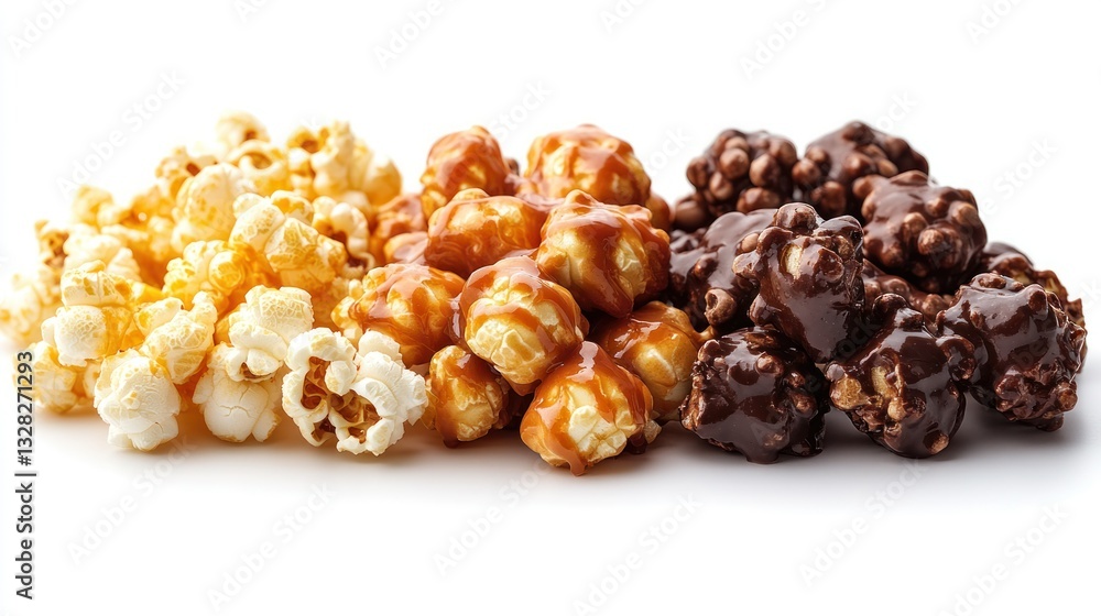 Caramel and chocolate popcorn trio Caramel and chocolate popcorn trio
