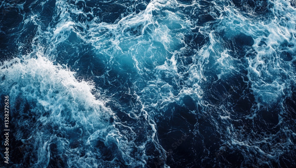 Ocean waves, dark blue, foamy, surface Ocean waves, dark blue, foamy, surface