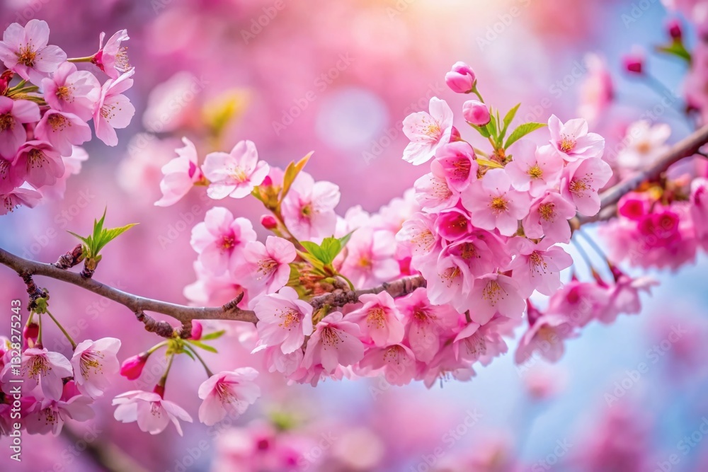 Pink Cherry Blossom Tree Branches, Spring Flowers, Floral Background, Nature Photography, Copy Space Left Pink Cherry Blossom Tree Branches, Spring Flowers, Floral Background, Nature Photography, Copy Space Left