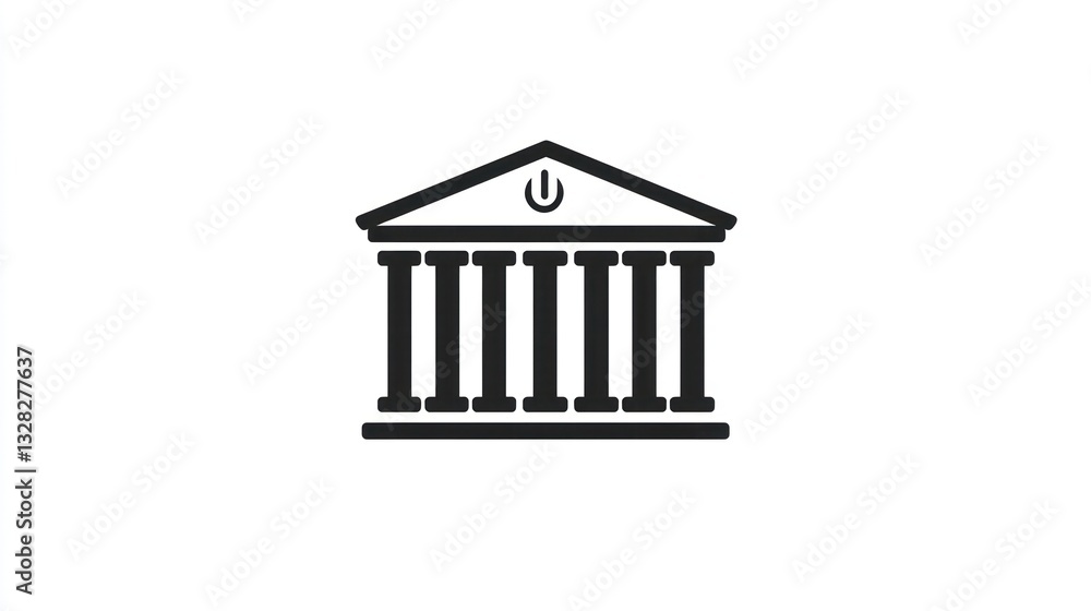 Government building, power symbol, white background, website icon Government building, power symbol, white background, website icon