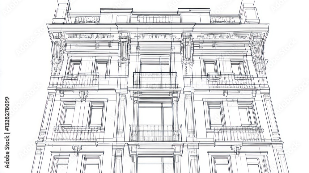 Architectural building facade blueprint Architectural building facade blueprint