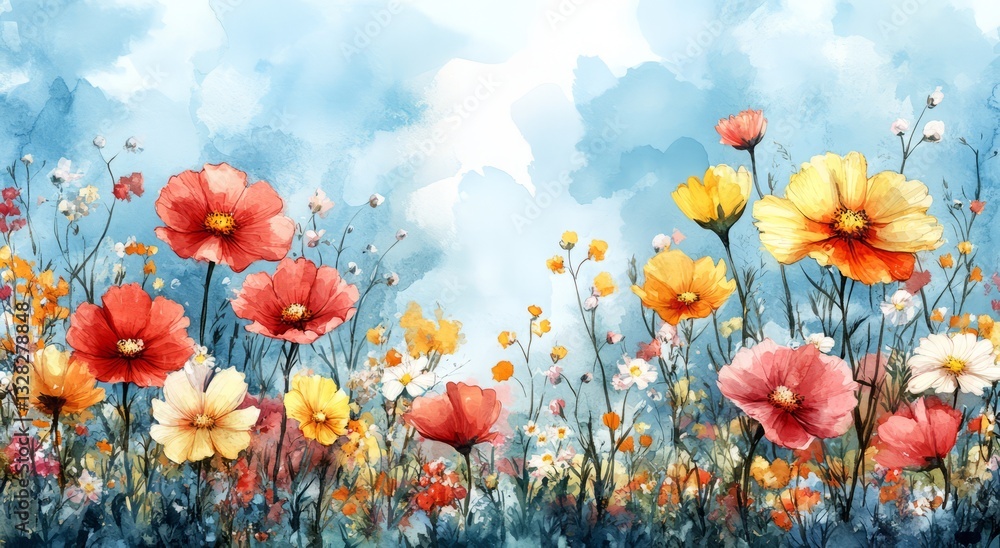 Obraz premium Watercolor Wildflower Garden