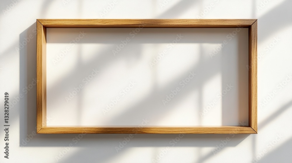 Display action framed artwork in minimalist environment indoor space with sunlight shadows Display action framed artwork in minimalist environment indoor space with sunlight shadows