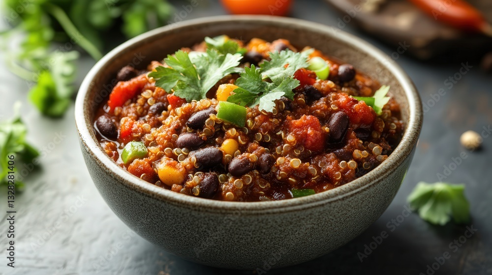 protein-packed quinoa and black bean chili with smoky spices for a hearty and clean dish protein-packed quinoa and black bean chili with smoky spices for a hearty and clean dish