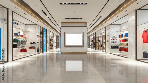 Fototapeta Naklejka Na Ścianę i Meble -  Shopping center interior design modern mall retail space contemporary style wide angle view shopping experience