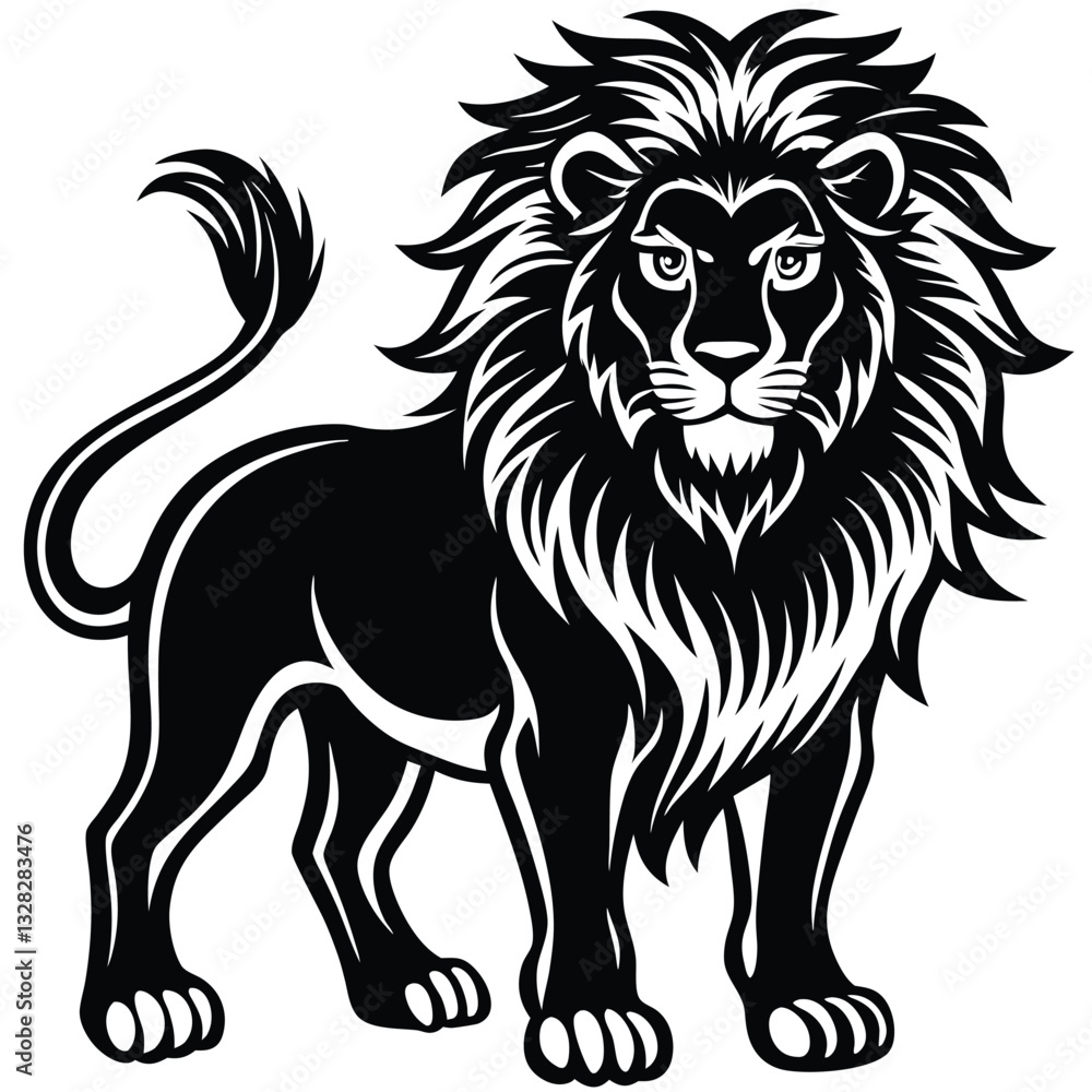 Fototapeta premium lion in black and white with blue eyes