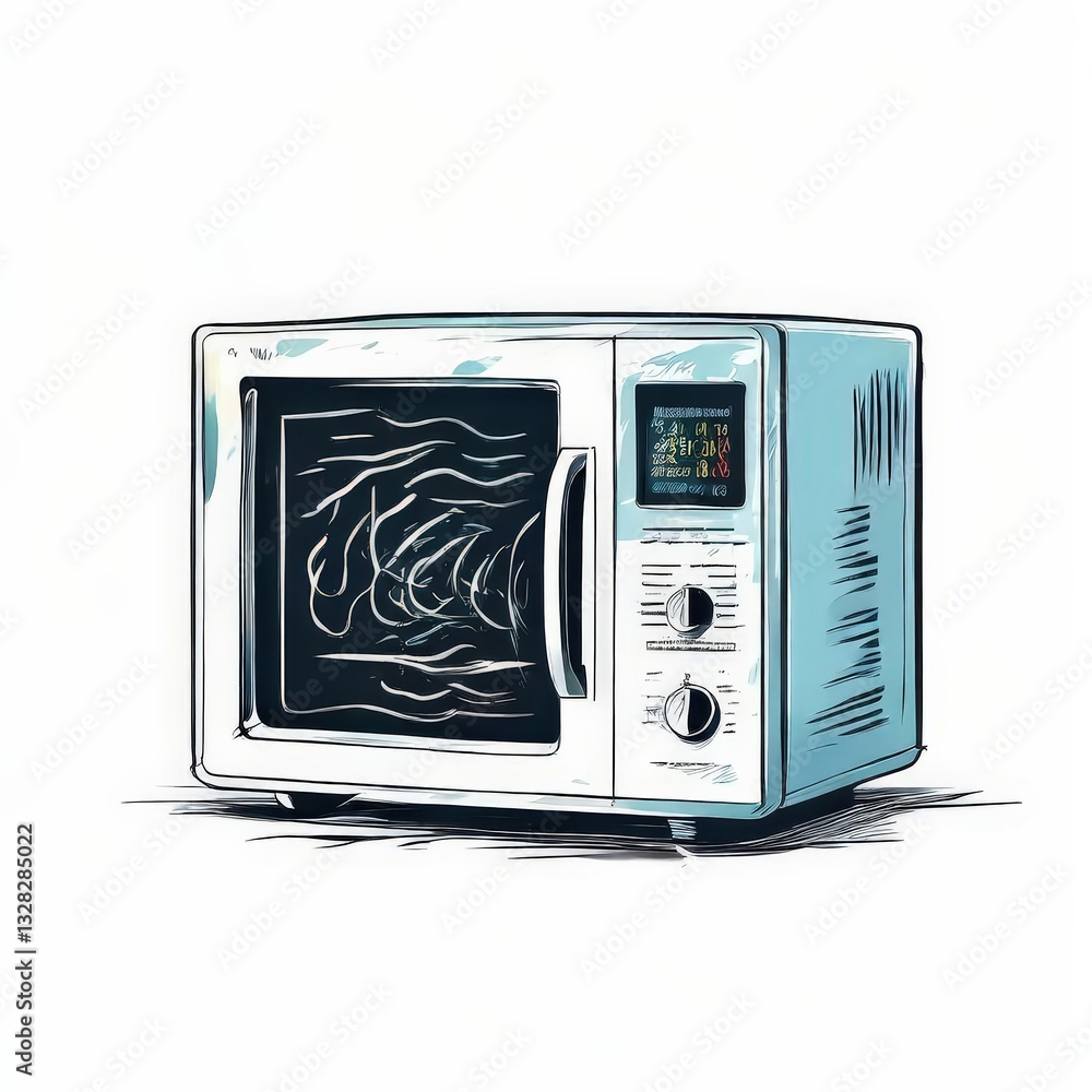 Fototapeta premium an AI Image Generator, Illustration of a Microwave Heating