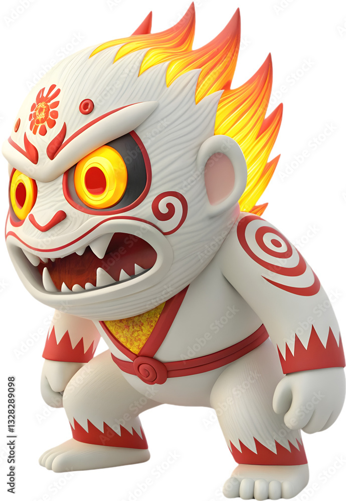 Fototapeta premium The terrifying Japanese yokai has a sinister appearance, haunting eyes, and possesses supernatural, dark powers.