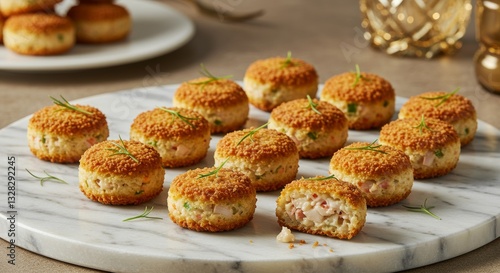 Wallpaper Mural Delicious Crab Cakes Appetizers on Marble Board Gourmet Food Photography Torontodigital.ca