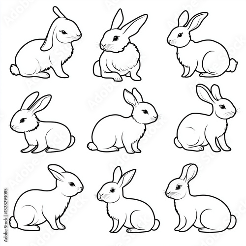 vector set of funny rabbits