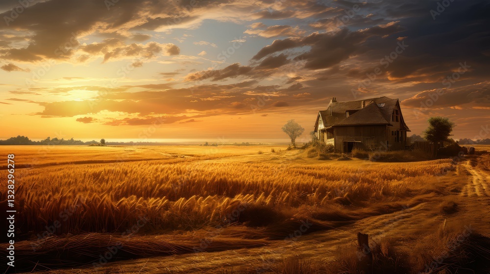 Fototapeta premium sunwheat house horizon