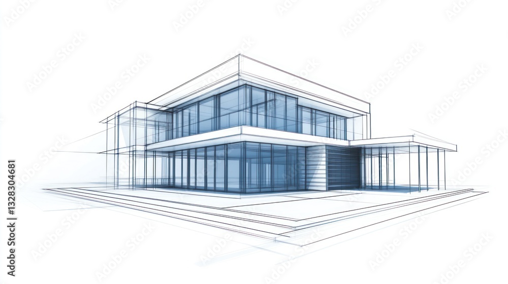 Architectural Sketch of Modern House Design Architectural Sketch of Modern House Design