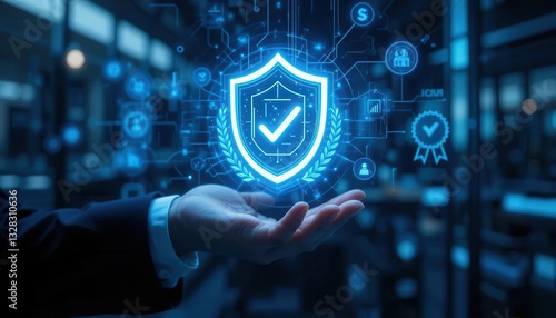 Businessman holding verified security