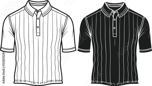 Henley shirt long sleeve and short sleeve, Technical Drawing Flat Drawing Template.