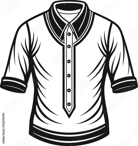 Henley shirt long sleeve and short sleeve, Technical Drawing Flat Drawing Template.