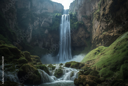 waterfall in the mountains landscape 