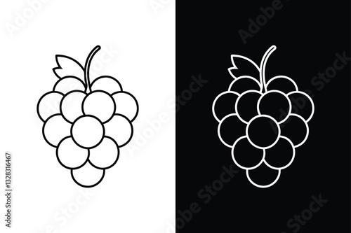 Grape Icon Silhouette. Stylish Black & White Fruit Vector Design