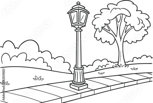 Streetlamp Coloring Fun for Kids Free Printable