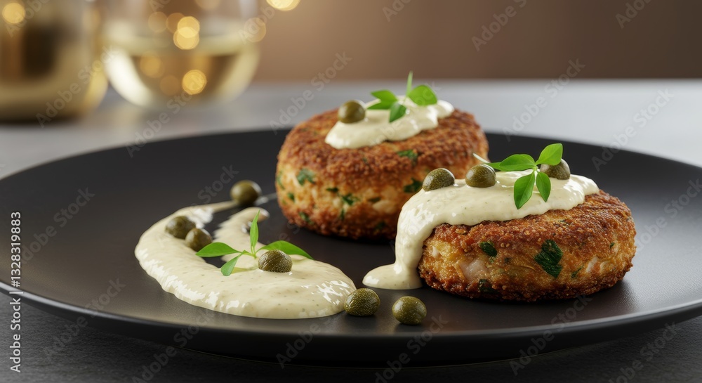 Delicious Crispy Fish Cakes with Creamy Caper Sauce Gourmet Dinner Delicious Crispy Fish Cakes with Creamy Caper Sauce Gourmet Dinner