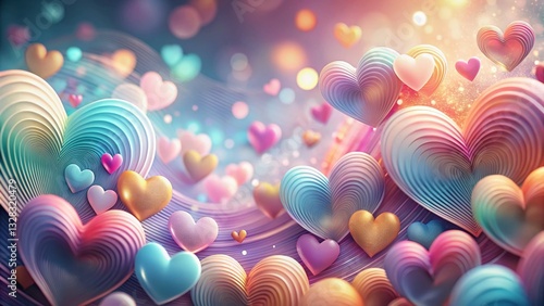 Romantic Valentine's Day Wave Heart Background - Portrait Photography Stock Photo