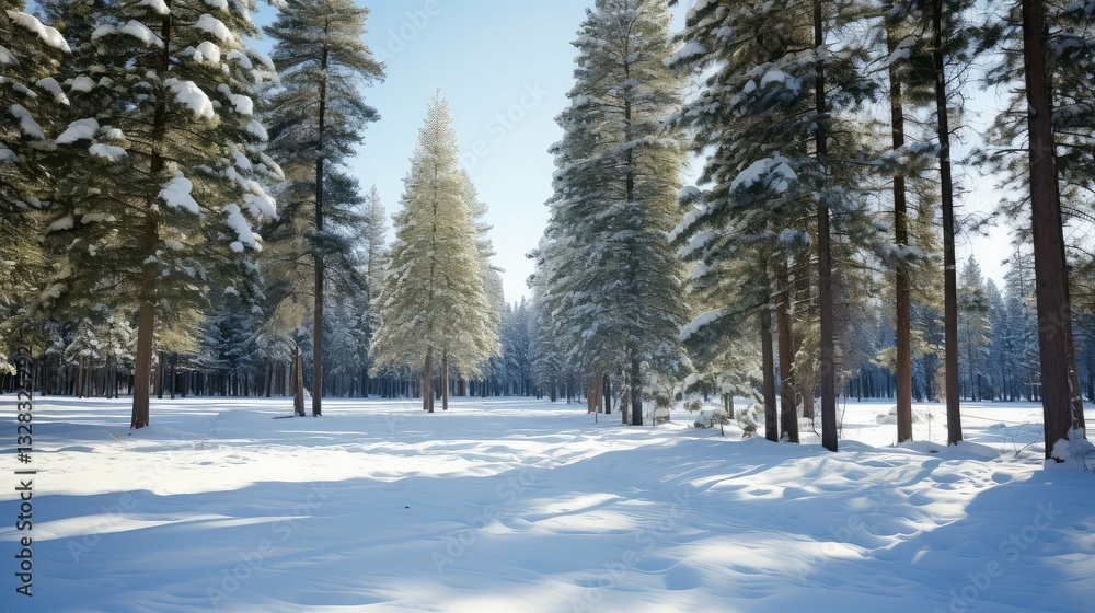 Fototapeta premium view scenic evergreen trees winter