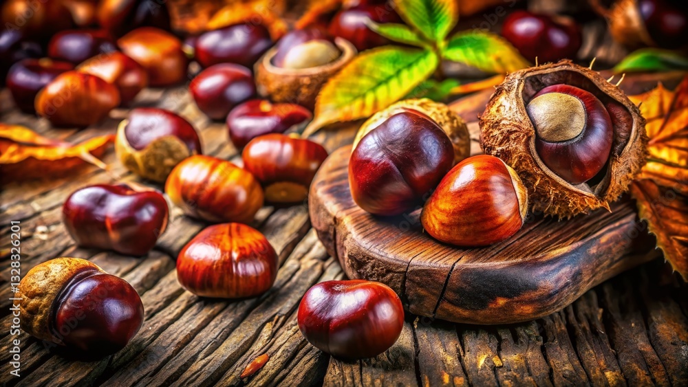 Obraz premium Rustic Chestnut Wood Texture Background: Warm Brown Tones, Natural Grain Detail