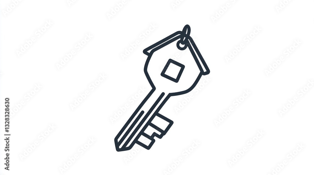 House-shaped key; simple key illustration; key design; symbolic representation House-shaped key; simple key illustration; key design; symbolic representation