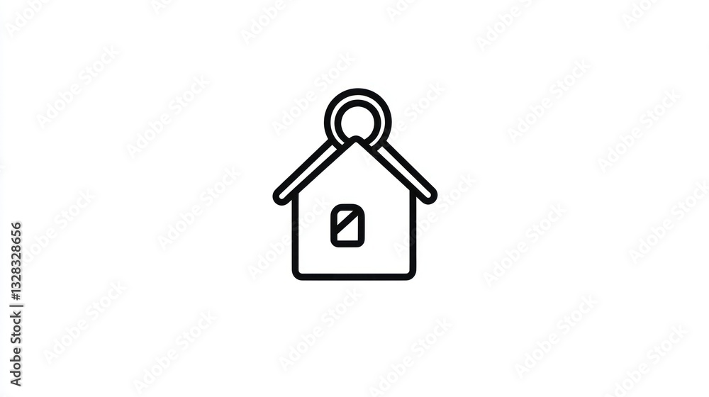 Simple line art home icon on white background. Possible use website icon, app icon Simple line art home icon on white background. Possible use website icon, app icon