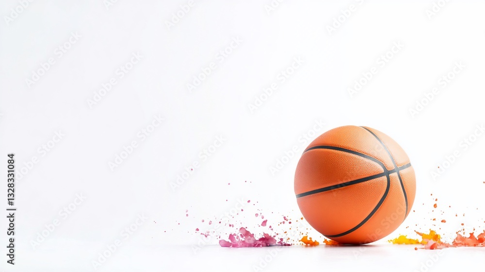 Basketball with paint splash, white background Basketball with paint splash, white background