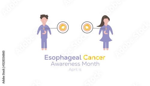 April is Esophageal Cancer Awareness Month. Vector template Design for banner, greeting card, poster, prints, social media post ,flyer , T shirt with background.