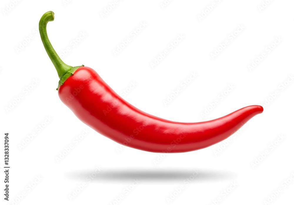 Red Chili Pepper Isolated on White Background with Curved Shape Red Chili Pepper Isolated on White Background with Curved Shape