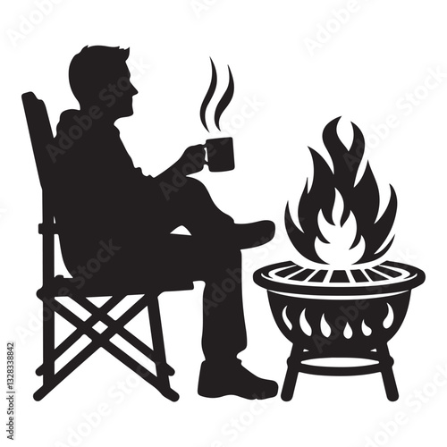 Relaxing by the Fire Pit A Silhouette of Peace and Warmth