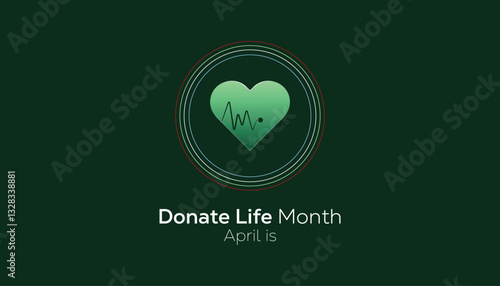 April is National Donate Life Month. Vector template Design for banner, greeting card, poster, prints, social media post ,flyer , T shirt with background.