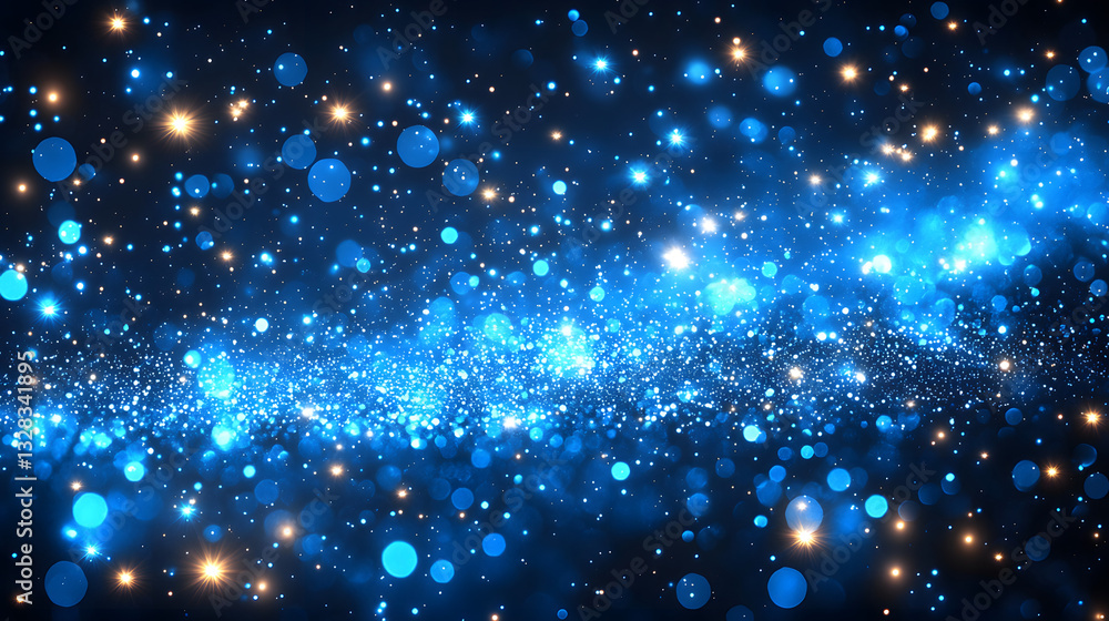 Obraz premium Celestial Symphony: An abstract, dazzling display of illuminated particles, resembling stars and nebulae, forms a mesmerizing galaxy-like expanse of light. This artwork evokes a sense of wonder.