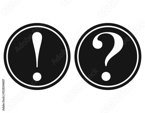 ビックリマークとはてなマーク　丸　黒