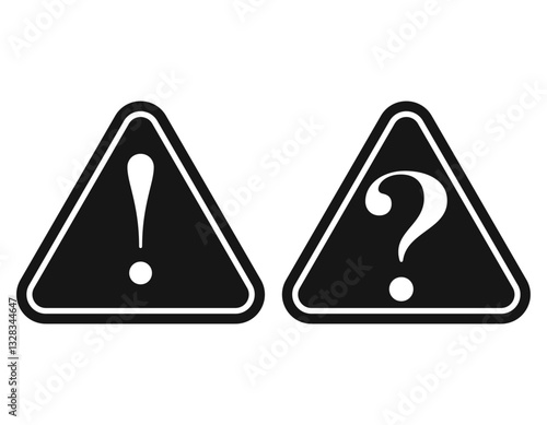 ビックリマークとはてなマーク　三角　黒