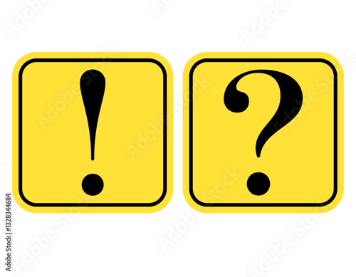 ビックリマークとはてなマーク　四角　黄