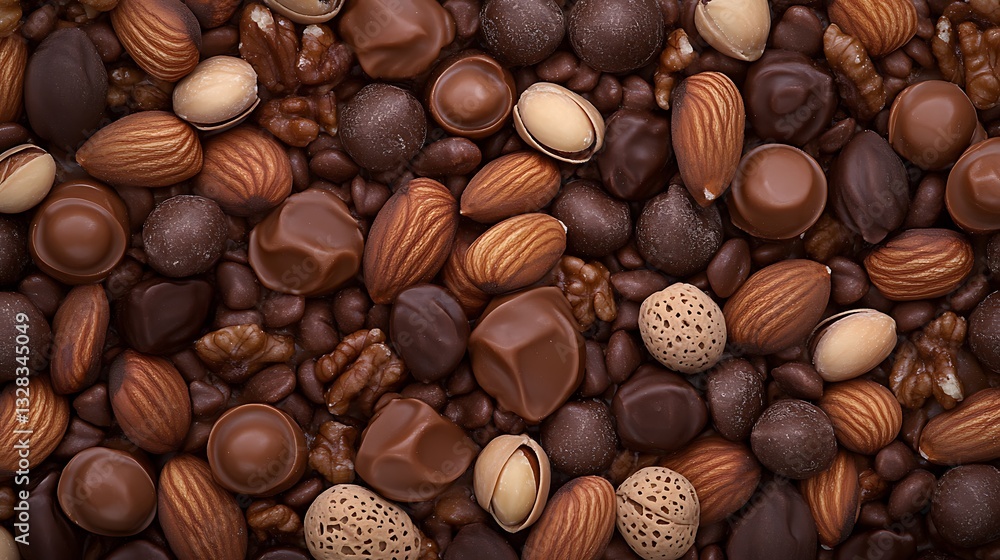 Assorted chocolates and nuts background. Assorted chocolates and nuts background.