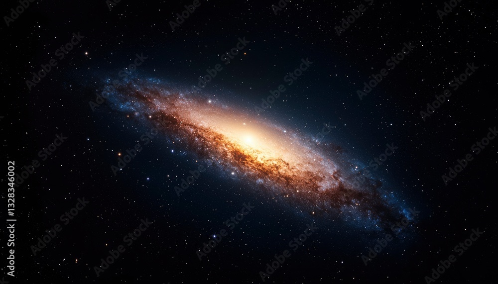 Fototapeta premium A vibrant spiral galaxy, showcasing its swirling arms of gas, dust, and stars against a backdrop of deep space